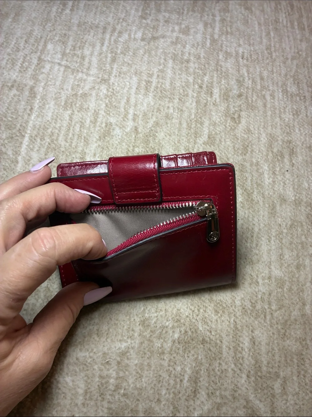 Red Leather Snap Wallet